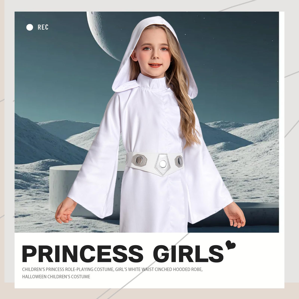 Rodwake children's cosplay costume laid-out flat showing tunic and accessories for easy dressing