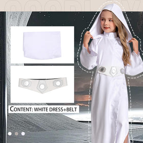 Rodwake white princess dress with belt close-up highlighting easy wear for Halloween events