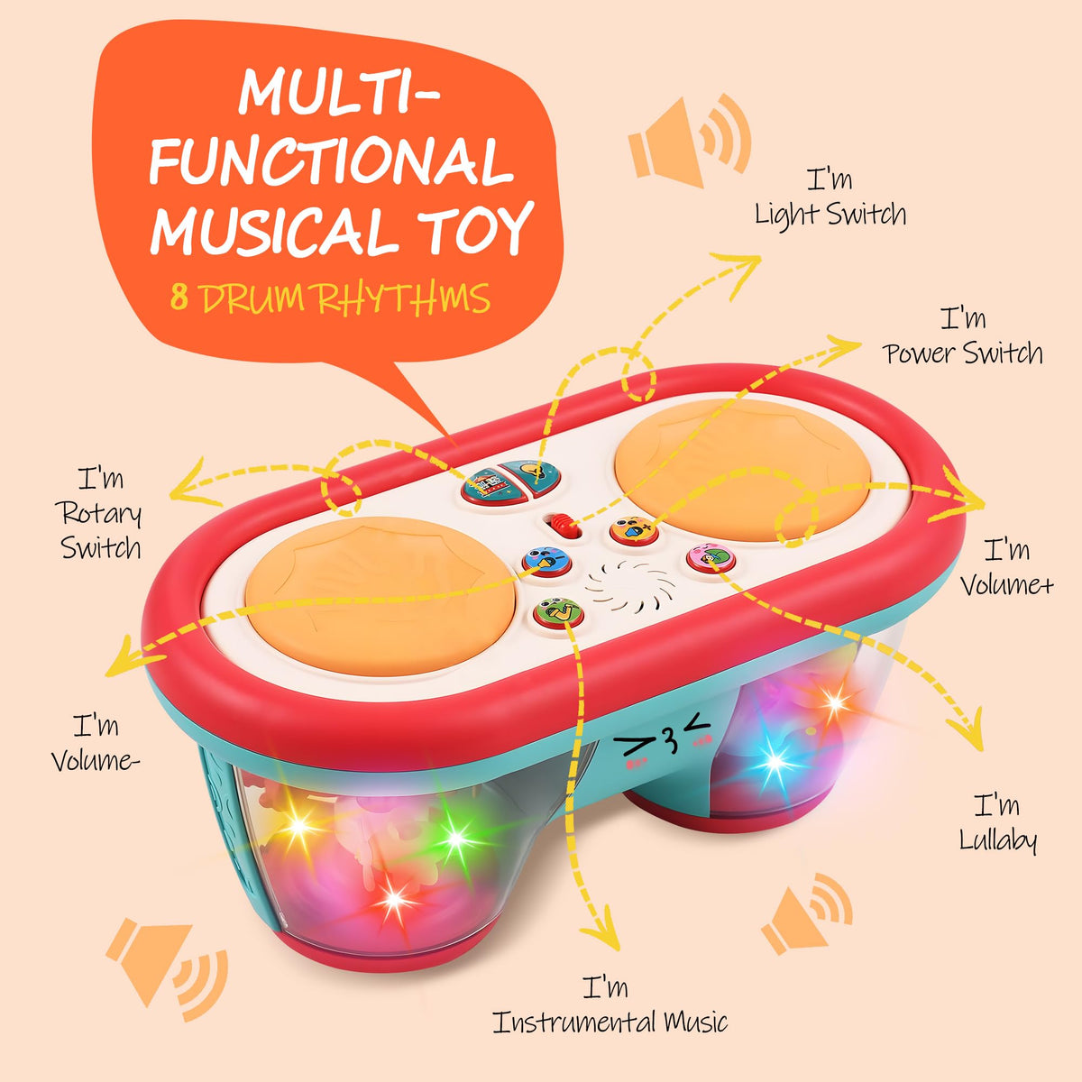ROHSCE toy with volume control for comfortable listening during naps and play