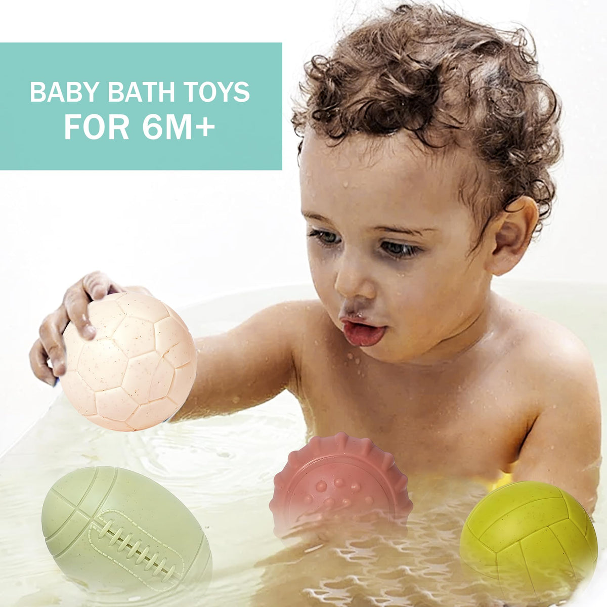 ROHSCE bath toy basketball ball enhances grip and rhythm in the tub.