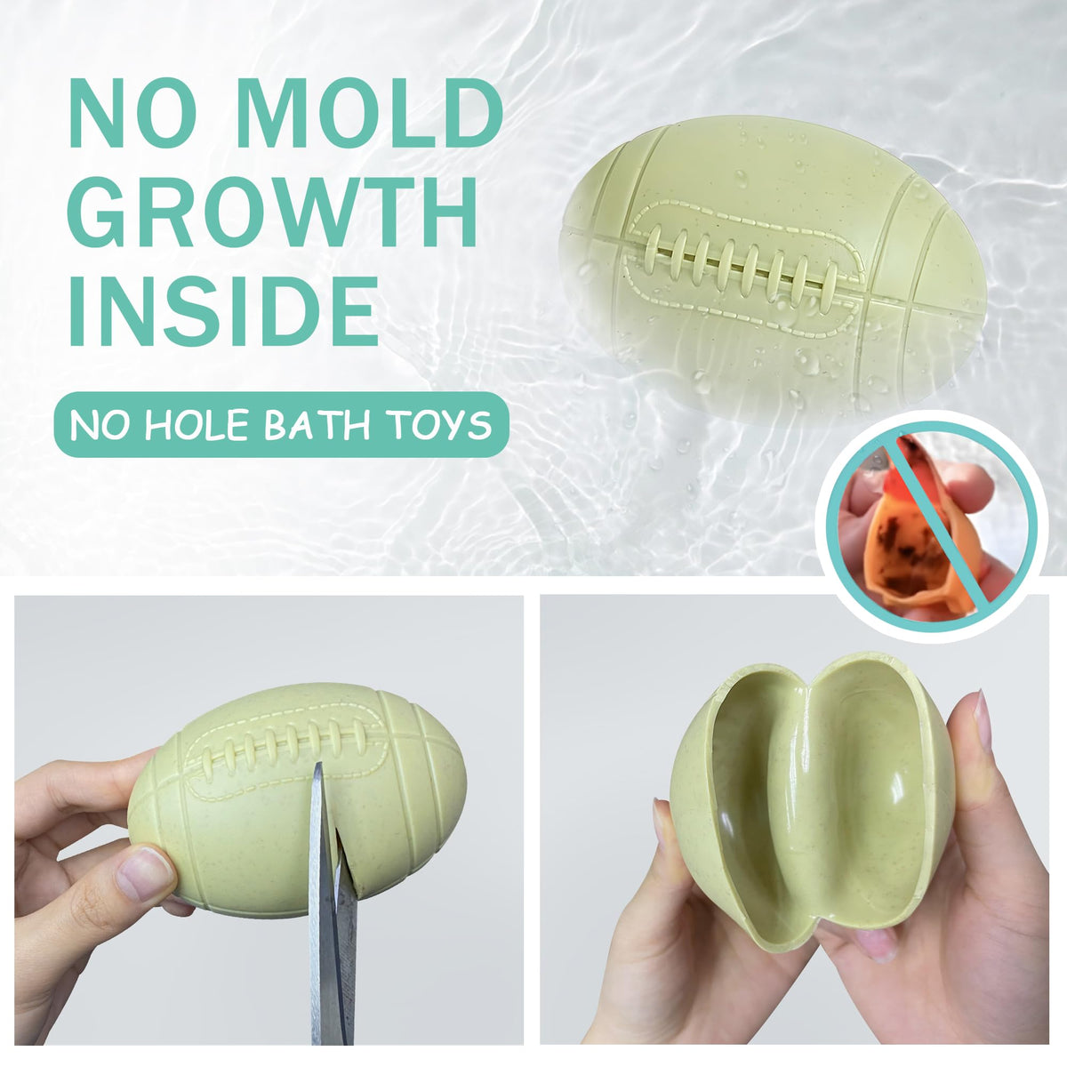 ROHSCE bath toy tennis ball stimulates hand-eye coordination during bath time.