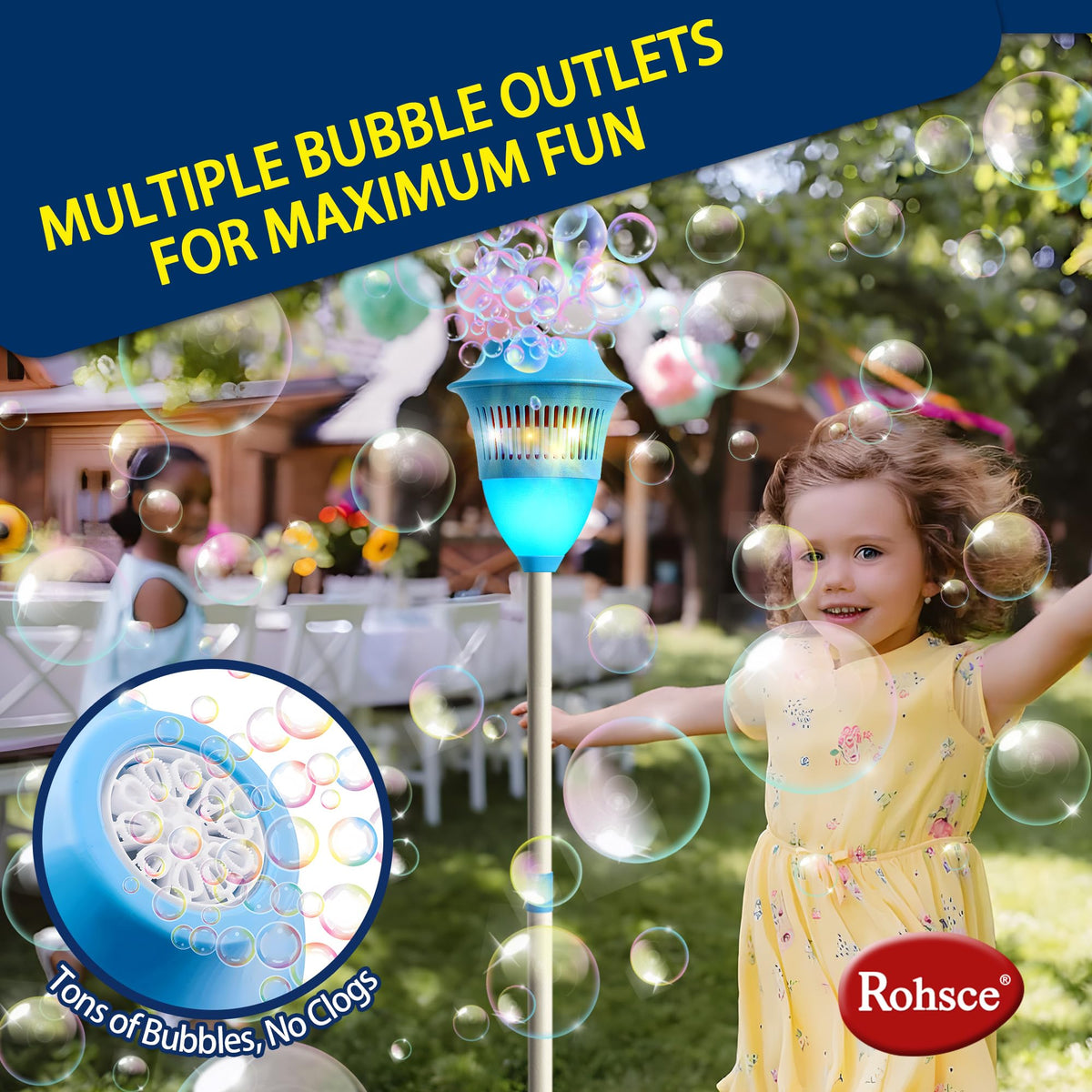 ROHSCE adjustable height bubble machine stand for tall output.