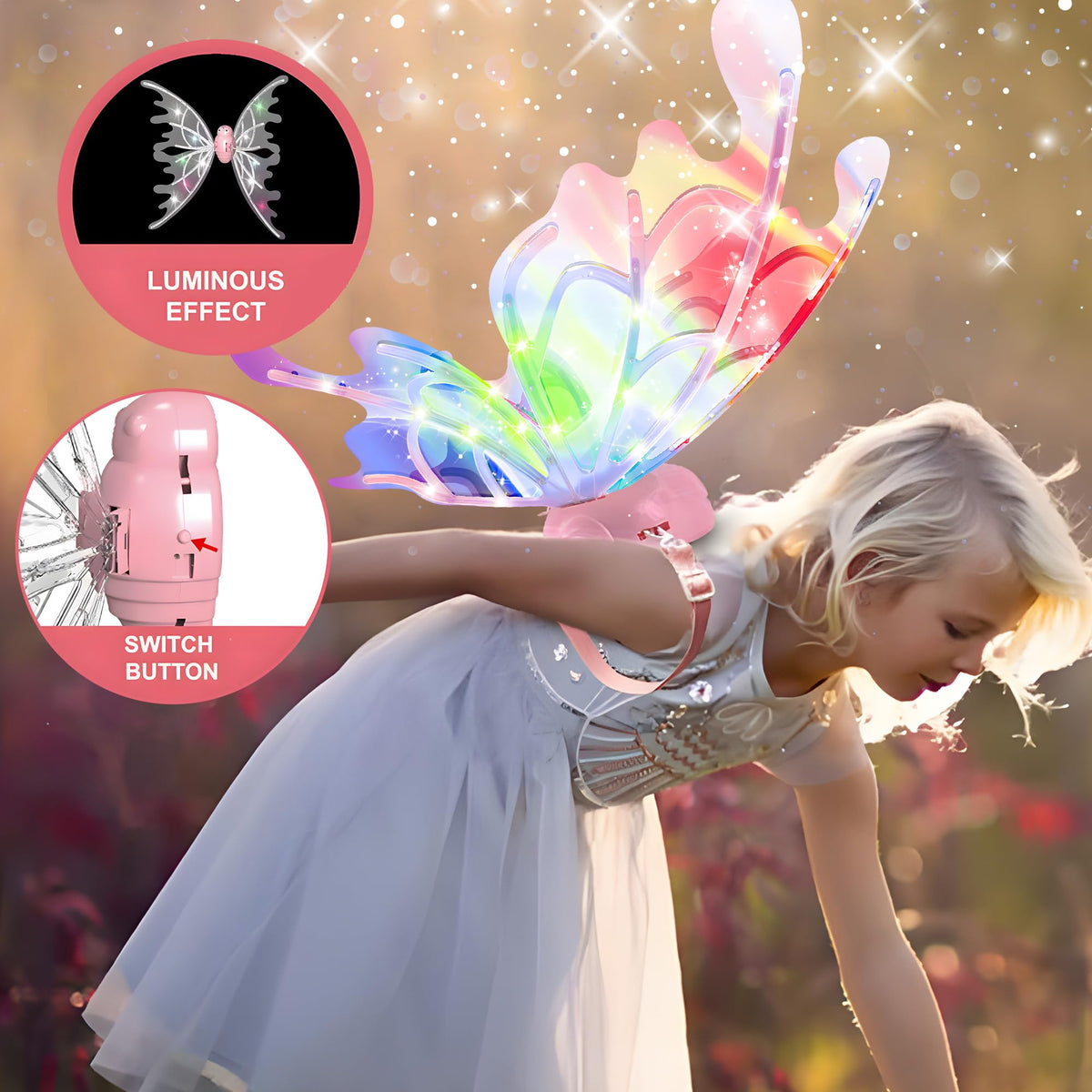 ROHSCE lightweight wings for girls ages 4-8 for easy wearing