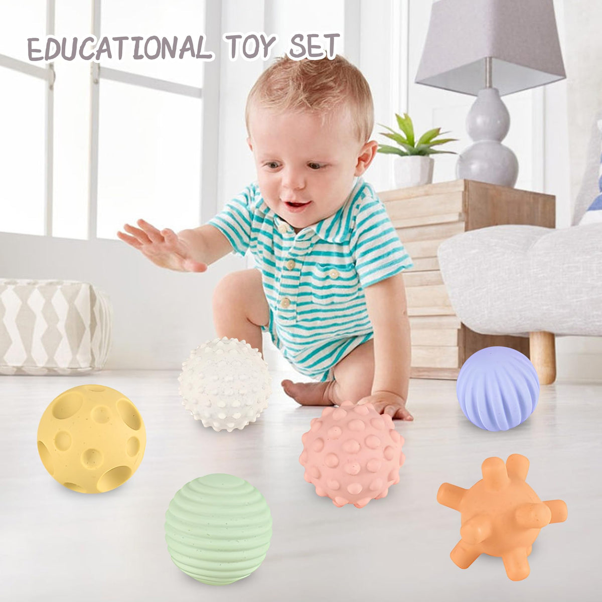 ROHSCE sensory balls soft wheat straw material enables safe chewing and gentle grasp.