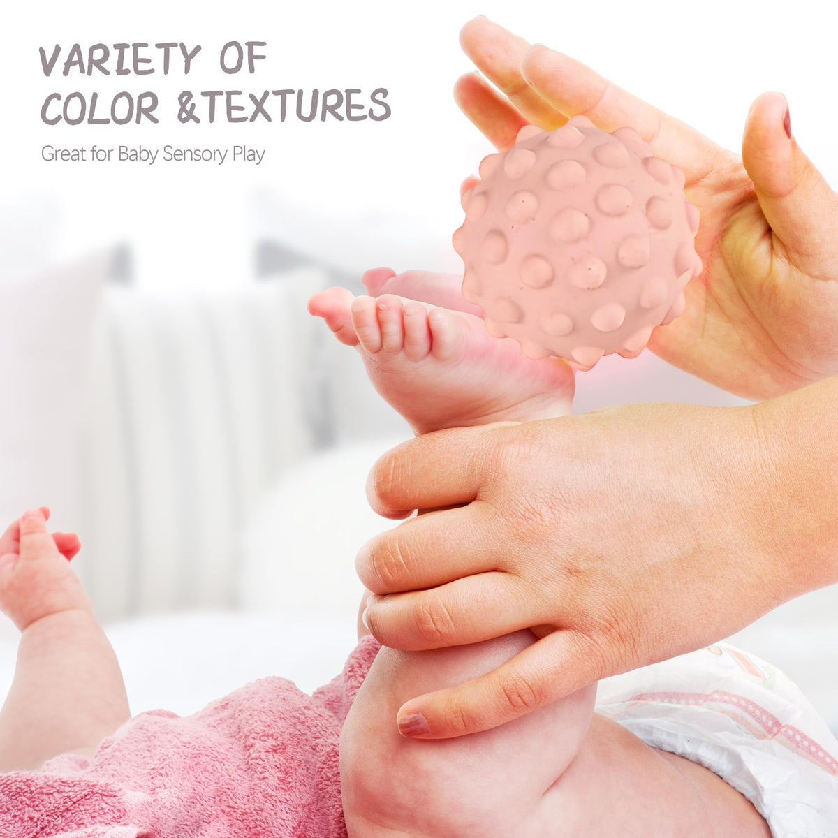 ROHSCE sensory balls support spatial awareness as babies move, reach, and explore.