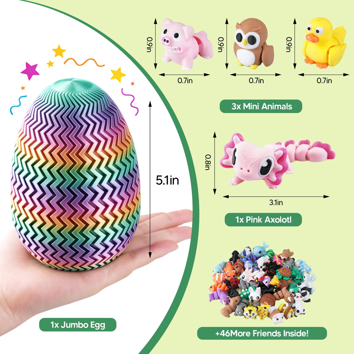 ROIISNM 5-1in jumbo egg twist-lock base keeps animals secure.