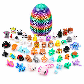 ROIISNM 51pcs 3D printed animals for an Easter basket display.