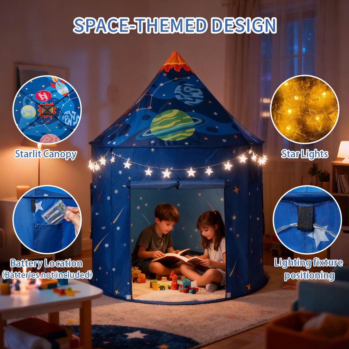 ROIWUIE kids tent interior 53x40 inches for spacious adventures
