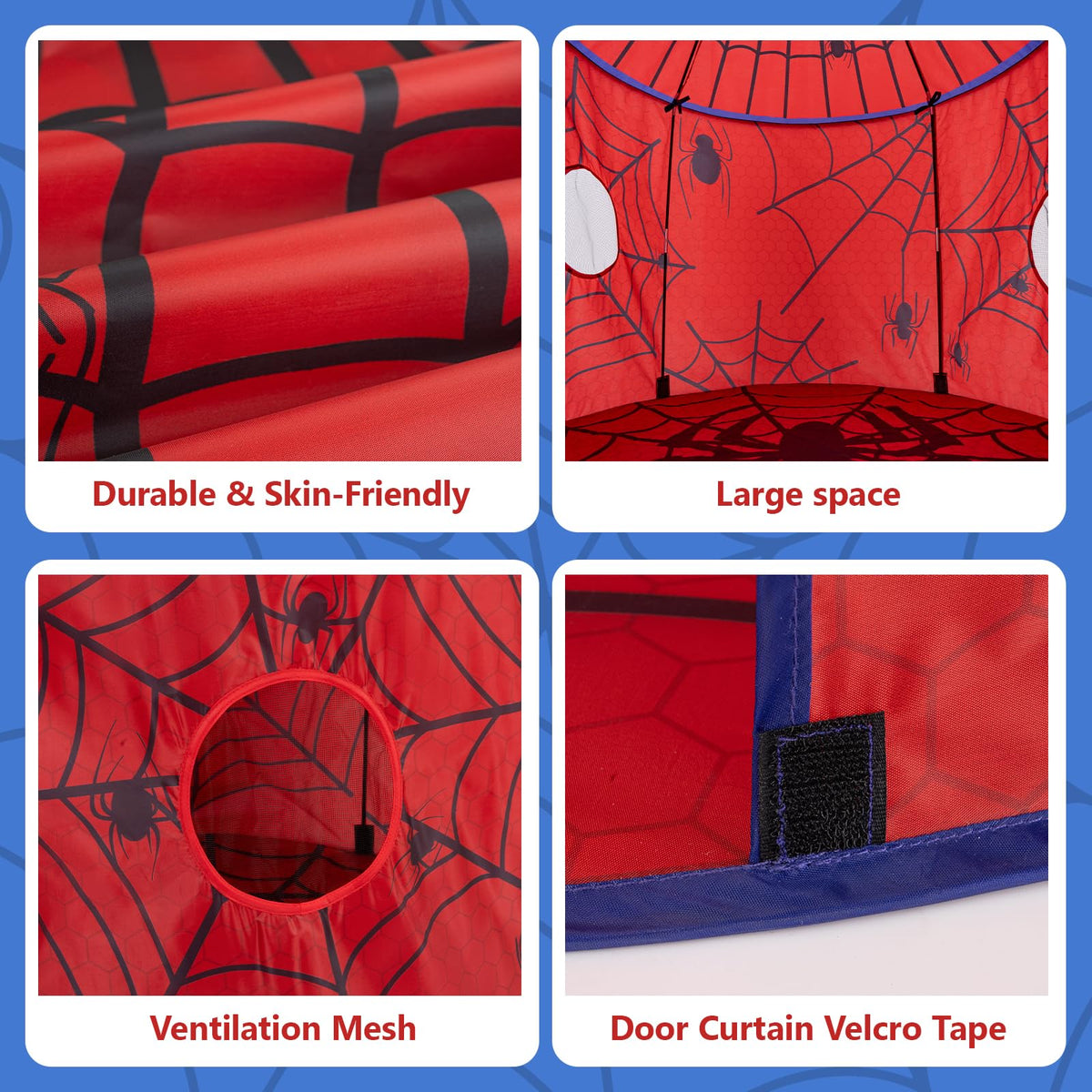 ROIWUIE pop-up foldable tent enables quick setup and easy storage.