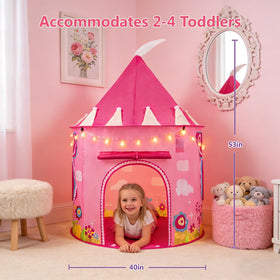 ROIWUIE Princess Castle Play Tent foldable design for quick setup.