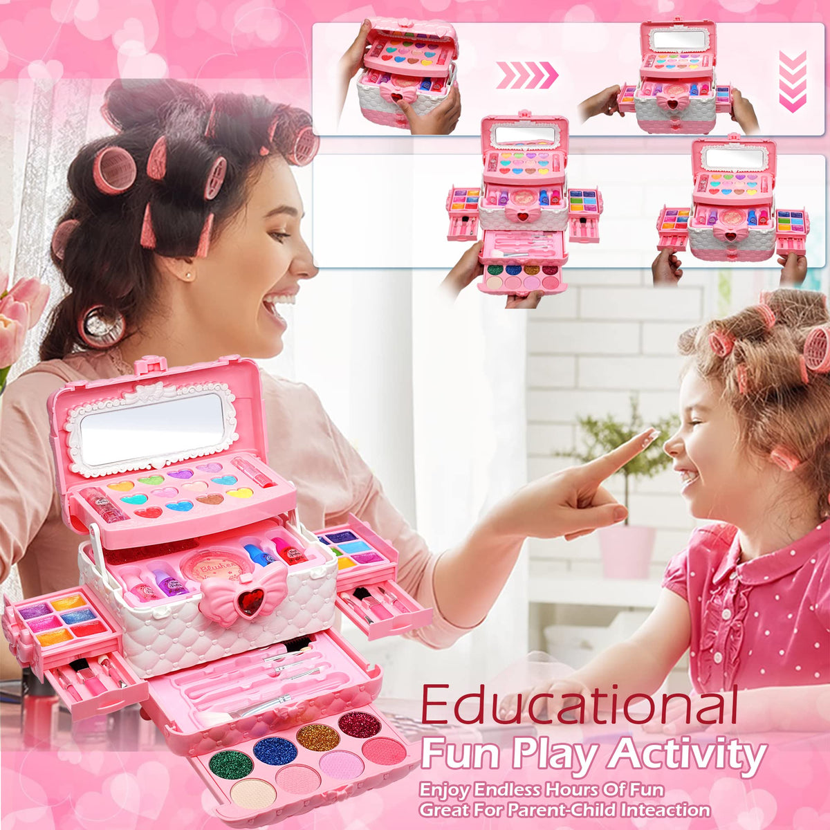 ROKKES makeup tote open, portable kit for on-the-go fun.