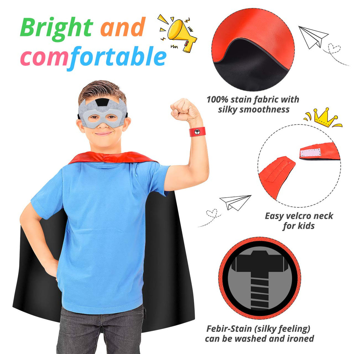Roko cape set with Velcro closure for easy on-off