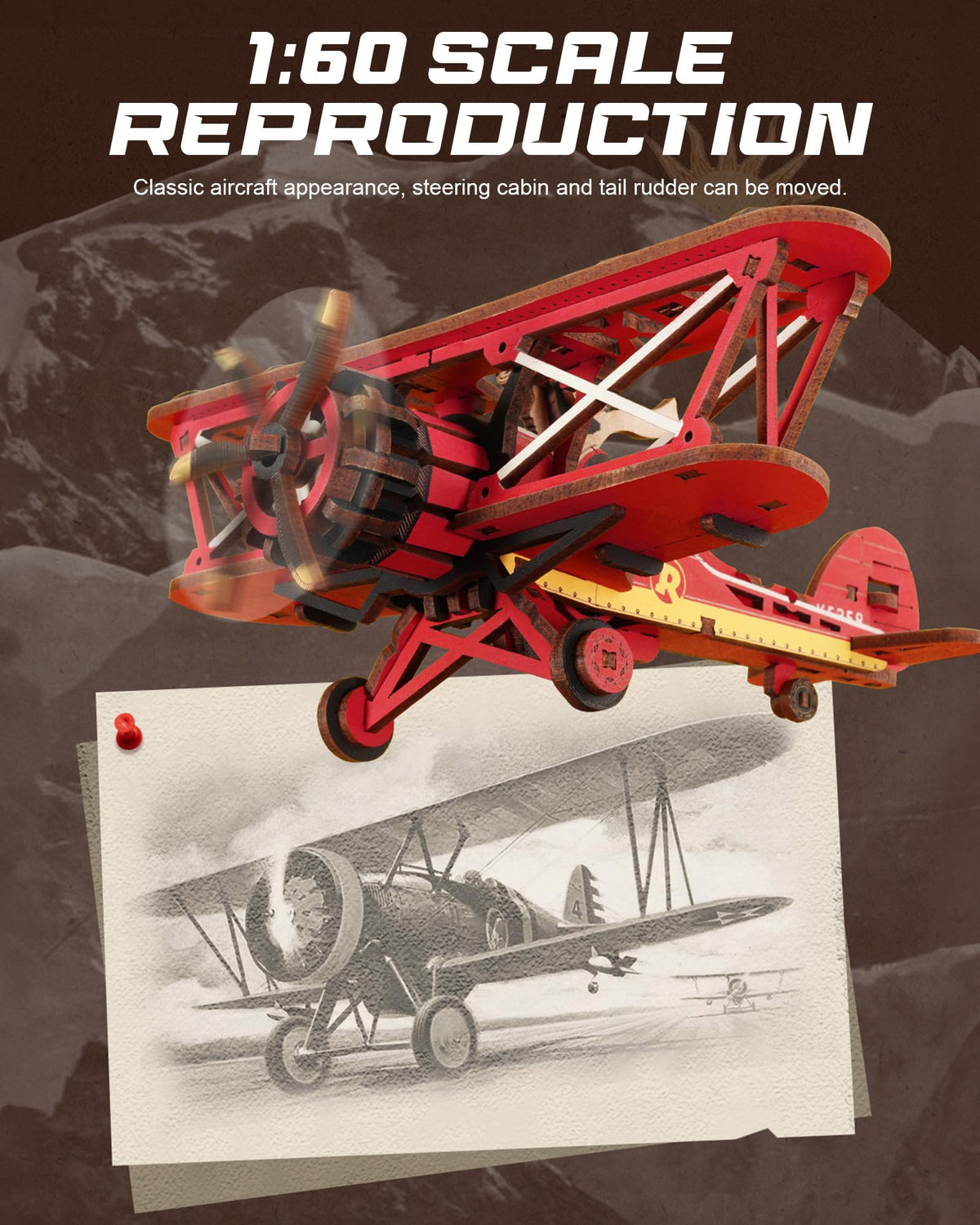 ROKR 3D Puzzle Adjustable Propeller Rudder – interactive feature enhances display and play.