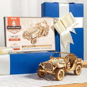 ROKR 3D puzzle Army Field Car on desk as stylish decor