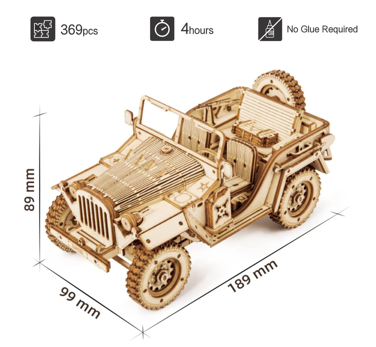 ROKR 3D puzzle Army Field Car final model shows intricate details