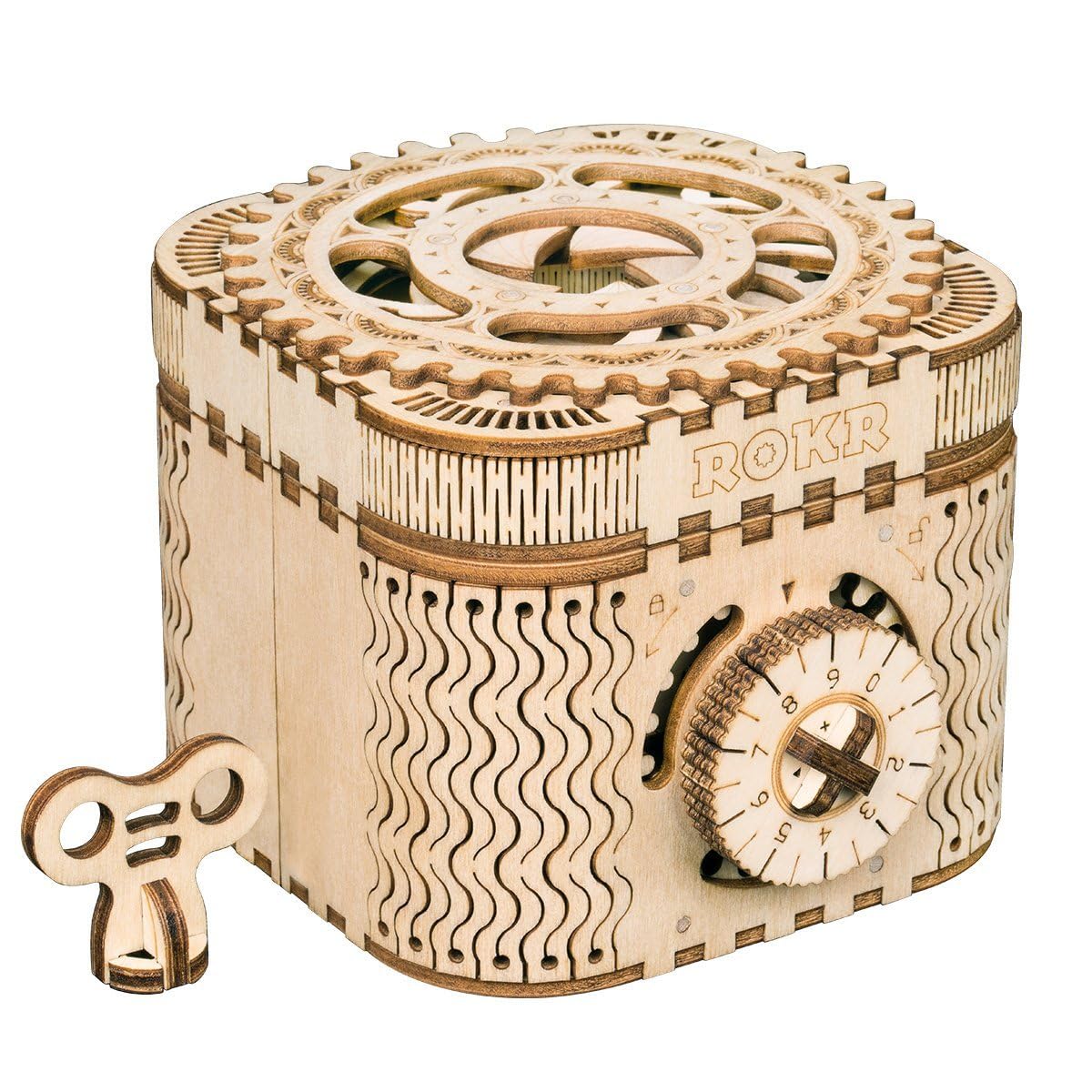 ROKR 3D puzzle box front view with password entry for reveal.