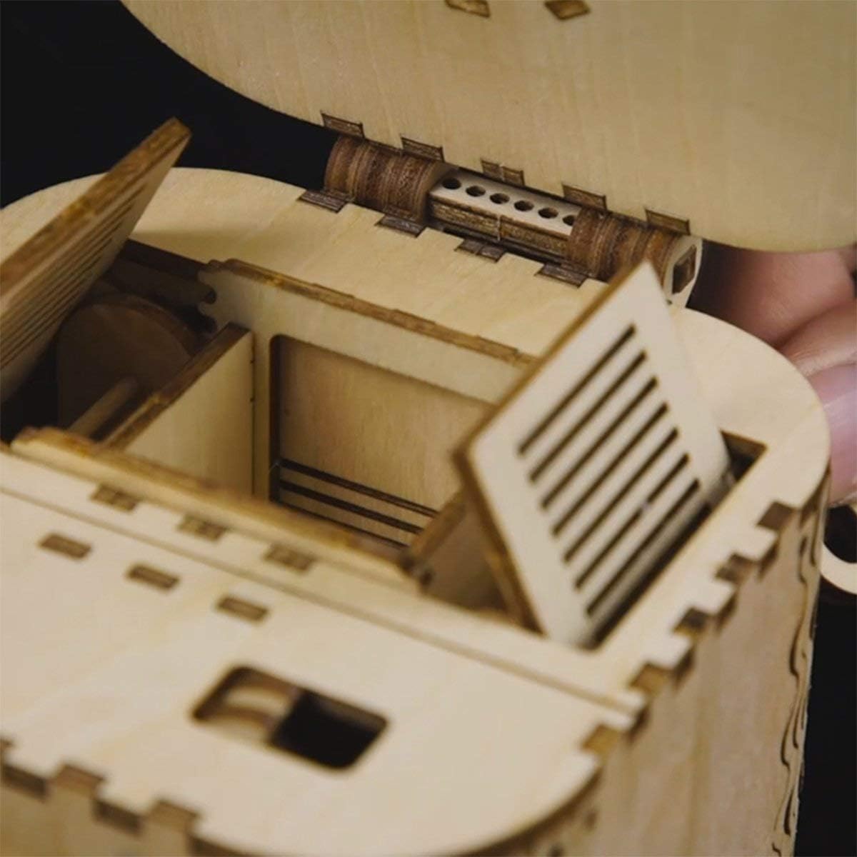 ROKR 3D puzzle box inside tray ready to hold a secret keepsake.