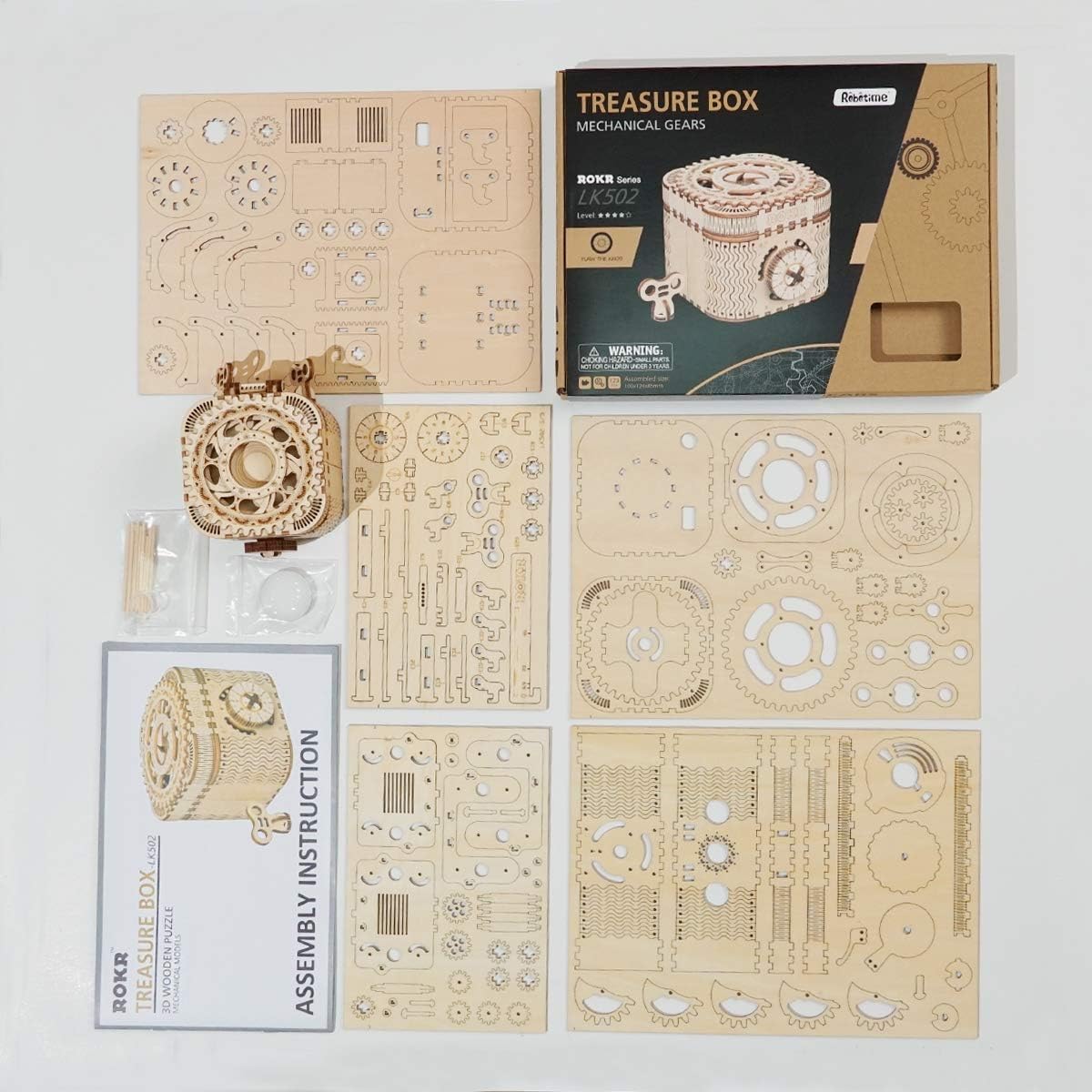 ROKR 3D puzzle box side with keyholes for password access.