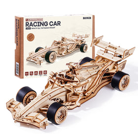 ROKR 1:18 Formula Racing Car puzzle being assembled to boost manual dexterity