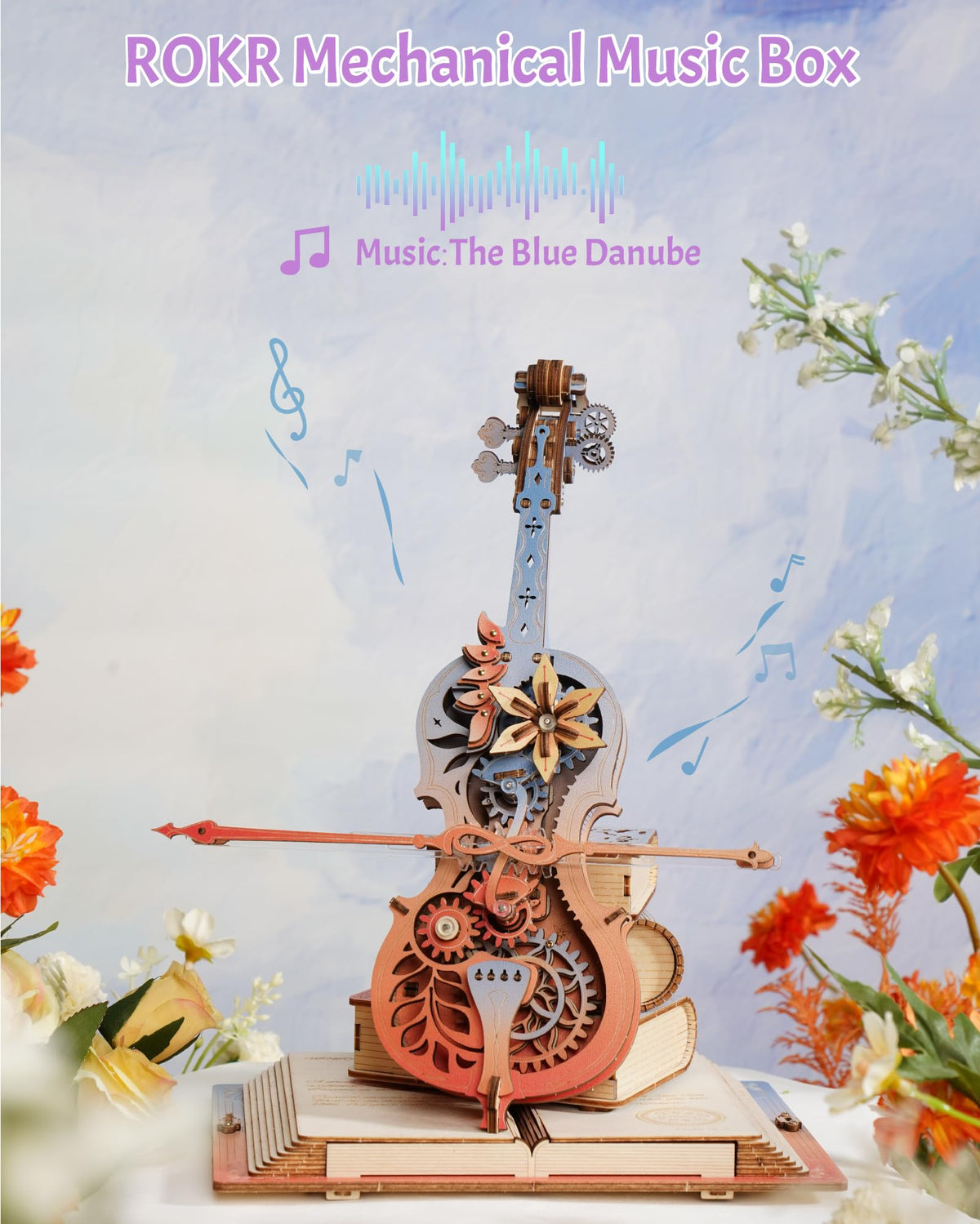 ROKR mechanical gear-drive system powers the bow across cello strings
