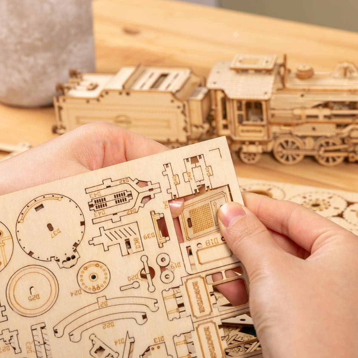 ROKR glue-free assembly highlights clean joints as you build