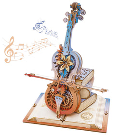 ROKR wooden cello model with vivid gradient details enhances desk decor
