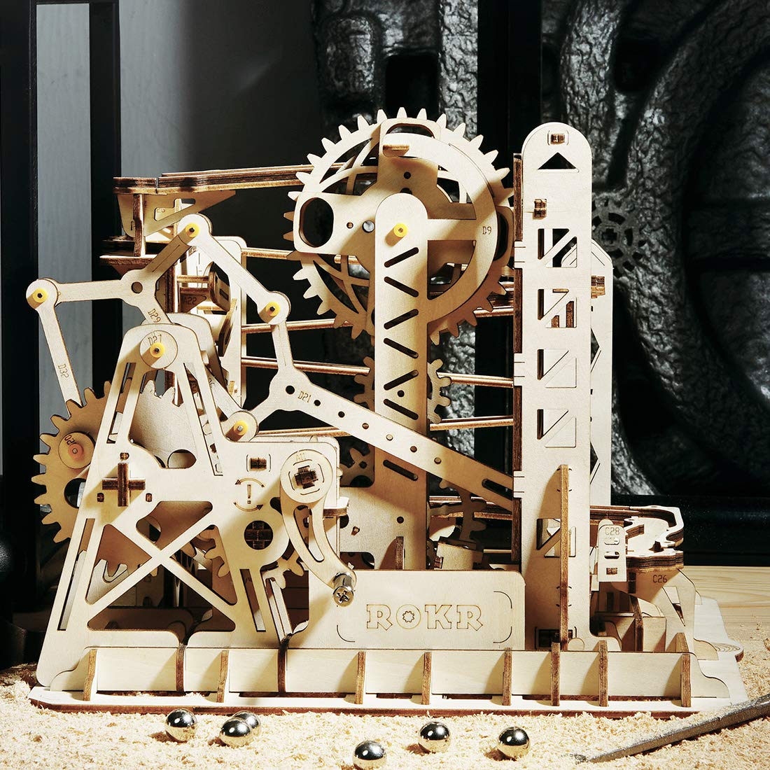 ROKR 3D wooden puzzle marble run demonstrates engaging construction and motion