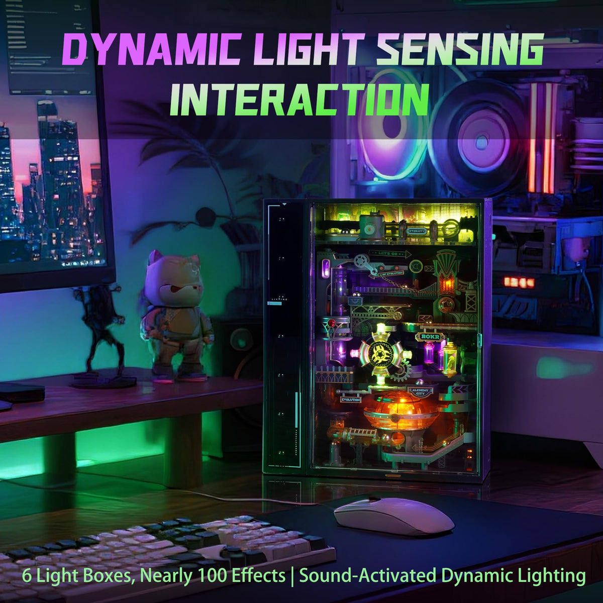 ROKR Alchemy City MR04S 3D mirror time tunnel adds cinematic depth to playtime.