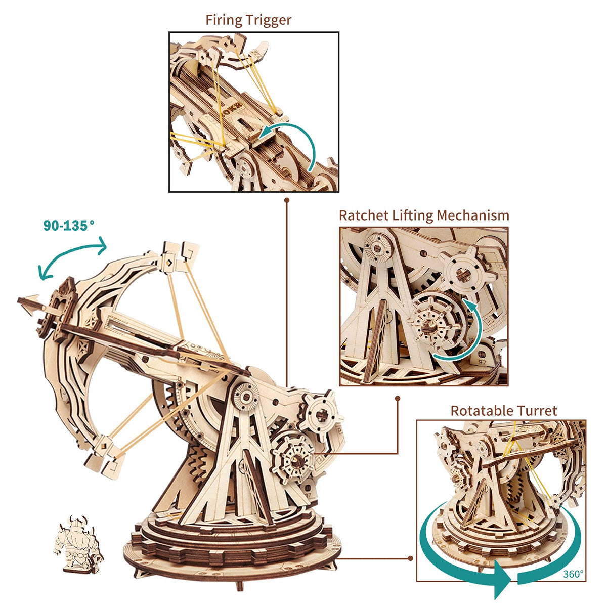 ROKR ballista turret rotation enables 360-degree aiming.