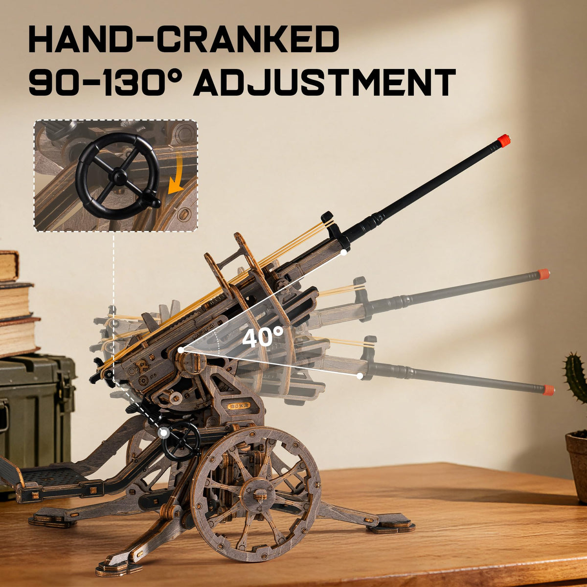 ROKR barrel elevation adjustment offers precise control for display.