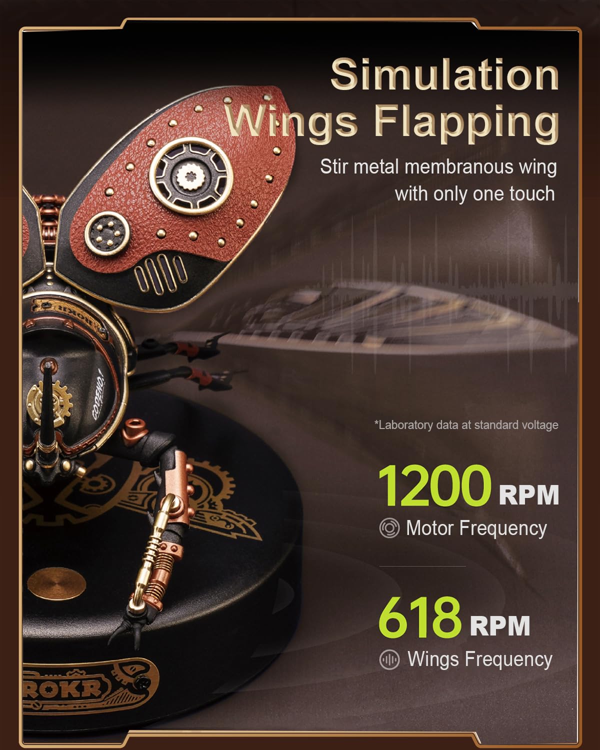 ROKR brass touch switch display activates wing flaps and engine movement