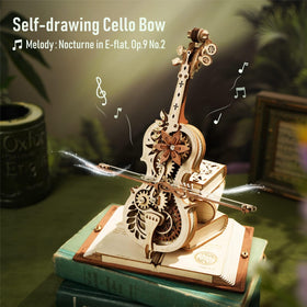 ROKR cello bow and gears close-up showing spring-driven motion