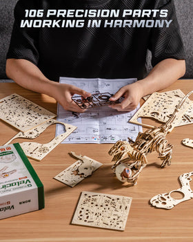 ROKR dino spring tendons and rubber pads provide shock absorption during motion.