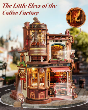 ROKR Dream Coffee Factory warm LED lighting creates inviting glow for evenings