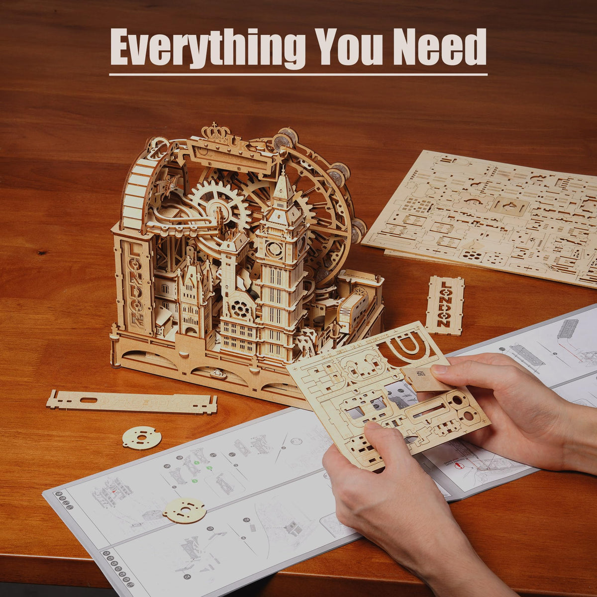 ROKR elegant wooden display piece doubles as interactive decor at home or office.