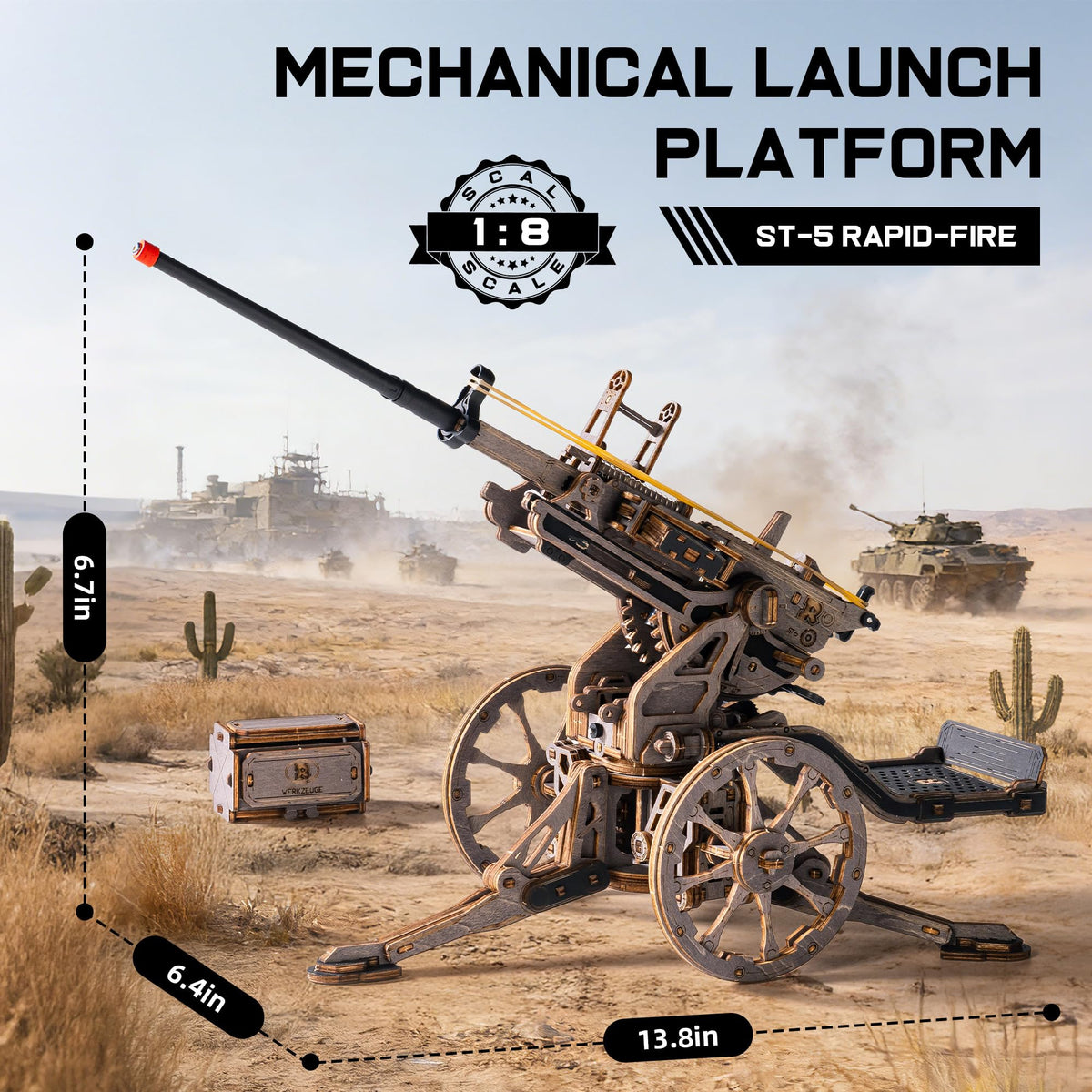 ROKR fully functional desk toy features a firing mechanism.