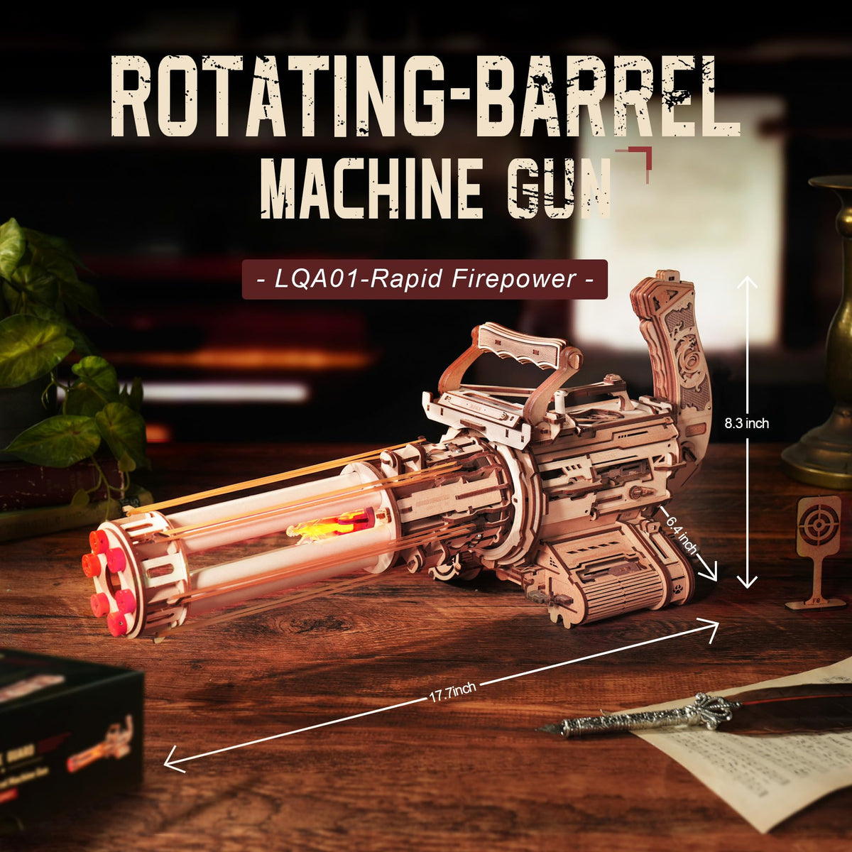 ROKR Gun 3D puzzle shows dual-trigger design for authentic simulated firing.