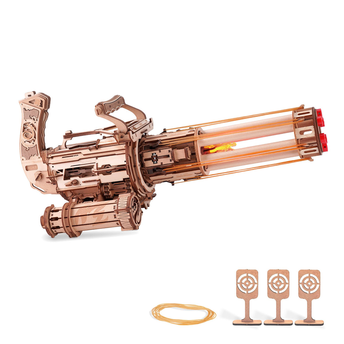 ROKR Gun 3D puzzle with rotating-barrel focus offers immersive display and tactile assembly.