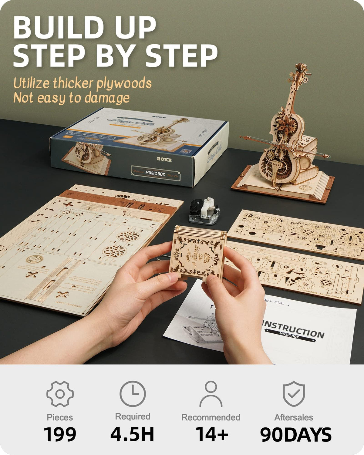 ROKR laser-cut pieces with tight tolerances ensure snug fits