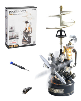 ROKR Leonardo da Vinci helicopter model front view with metallic finish for desk display