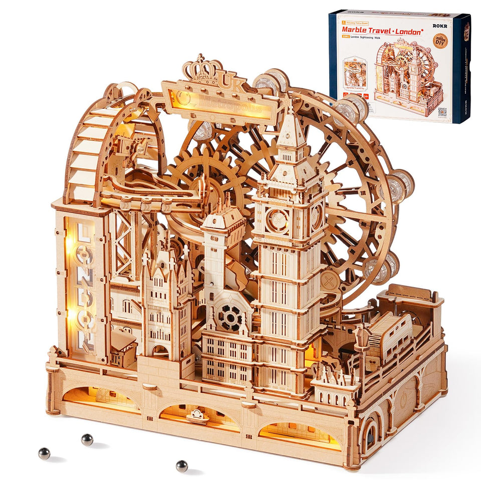 ROKR London 3D puzzle Big Ben chime visual, engaging decorative display and interactive assembly.