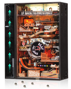 ROKR Marble Run hip-hop street city module with LED lights for desk display