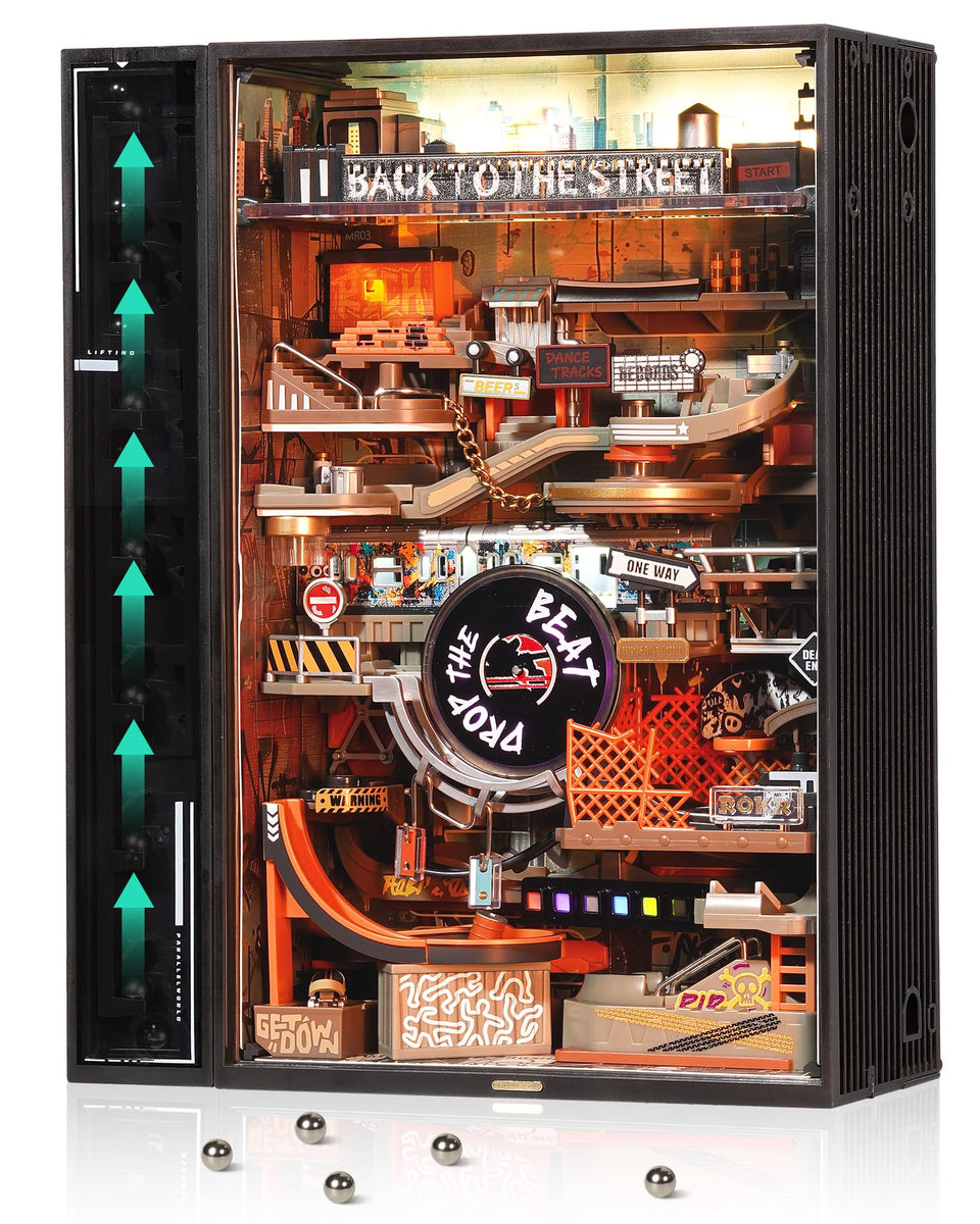 ROKR Marble Run hip-hop street city module with LED lights for desk display