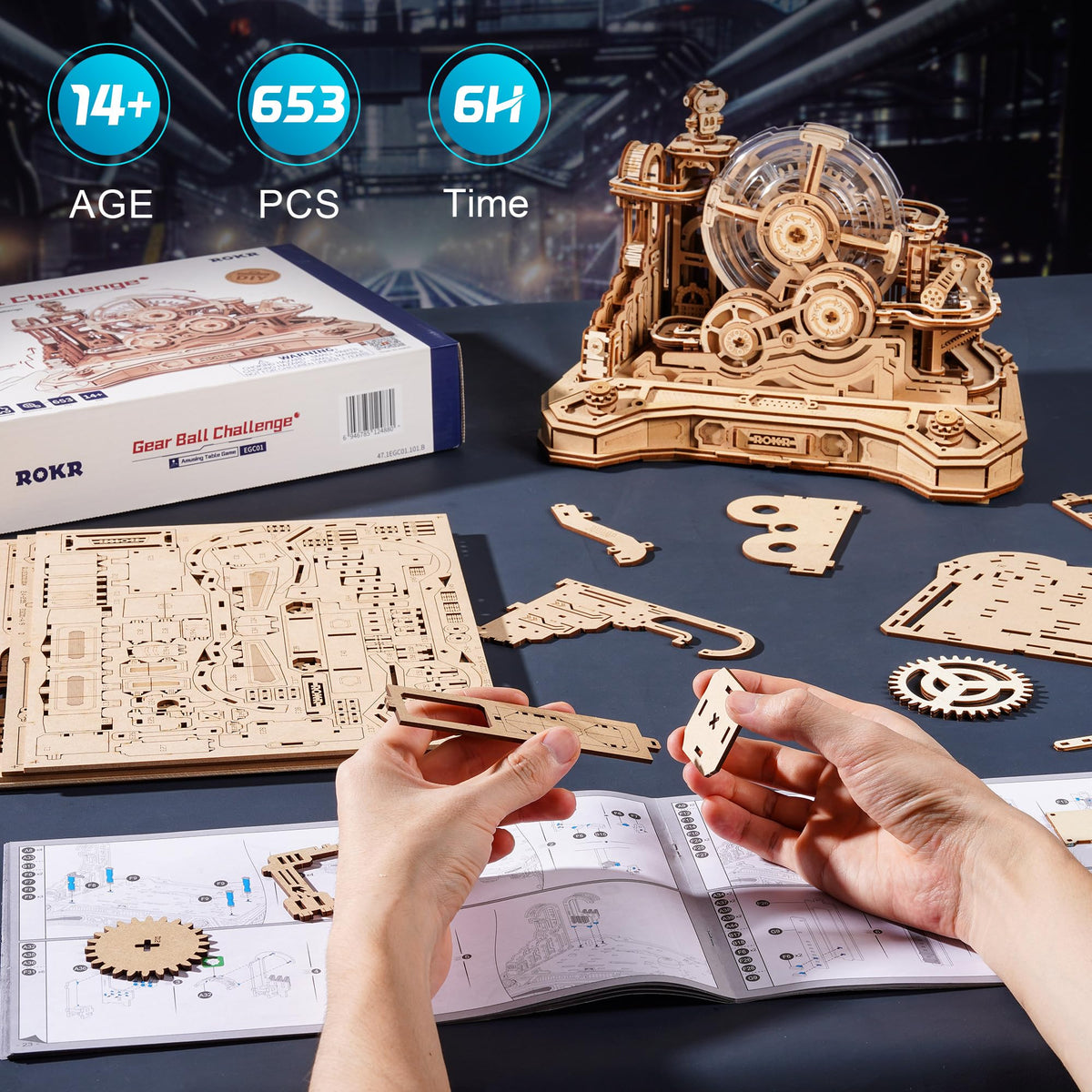 ROKR Multi mechanism puzzle with tracks providing tactile feedback and challenge