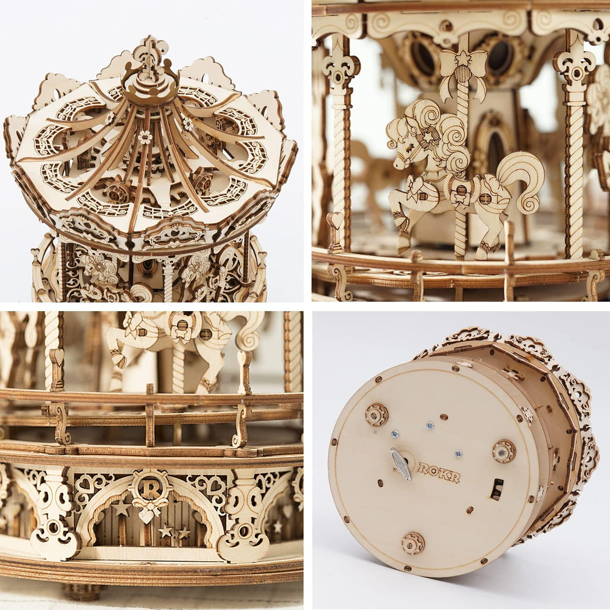 ROKR assembly kit with laser-cut pieces and clear manual ensures easy construction
