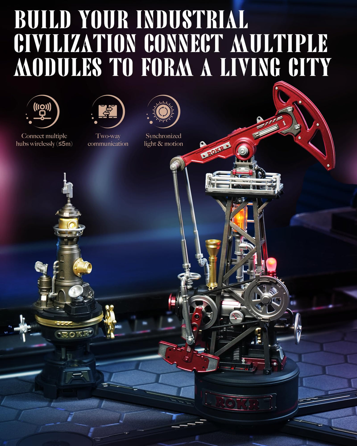 ROKR Navi Lighthouse desk decor enhances space with warm mechanical artistry