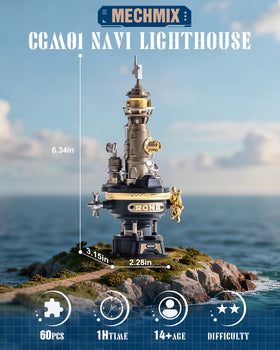 ROKR Navi Lighthouse top view highlights the spiral light chamber with a calming glow
