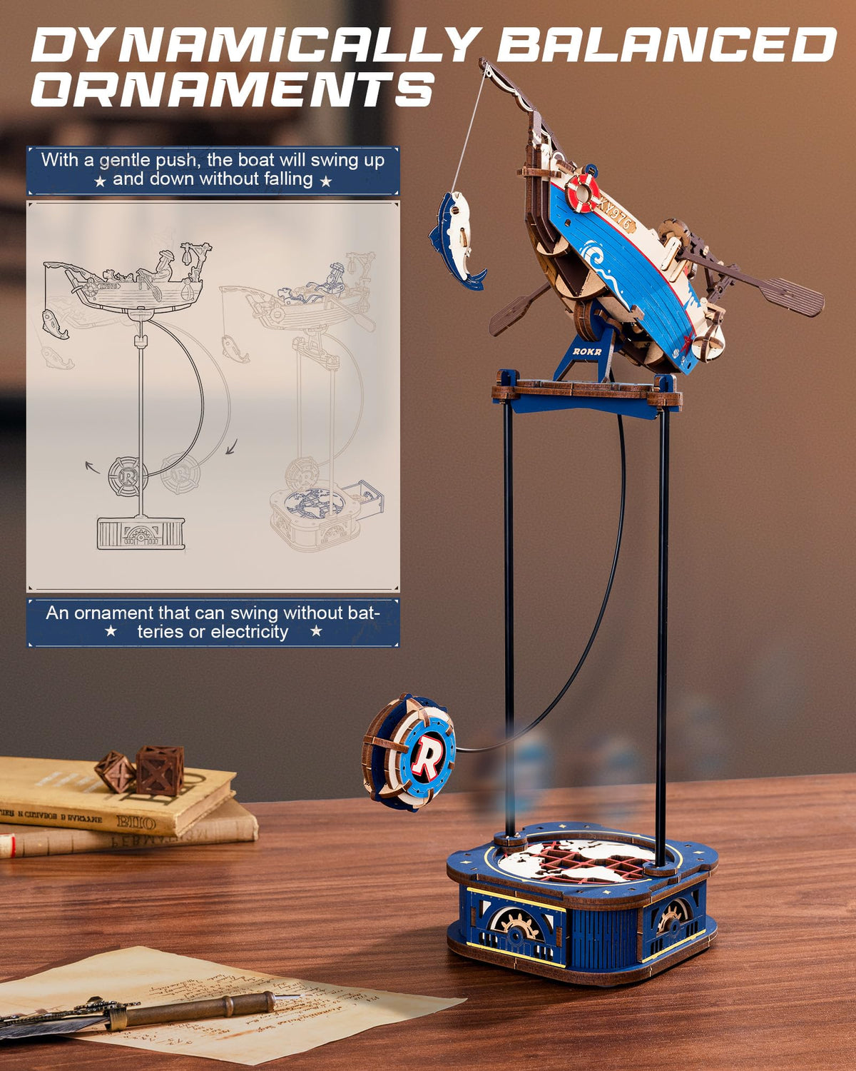 ROKR Ocean Fisher compass drawer reveals hidden mechanism and interactive detail.