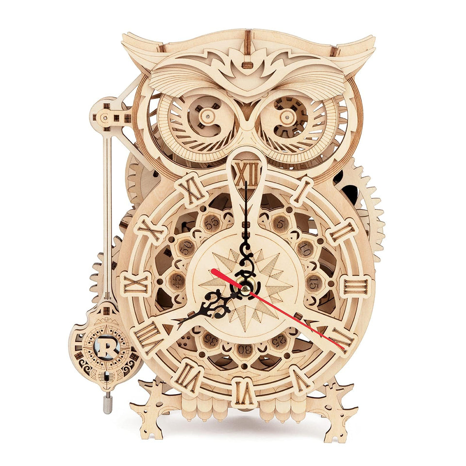 ROKR Owl Clock puzzle pendulum for stylish desk decor.