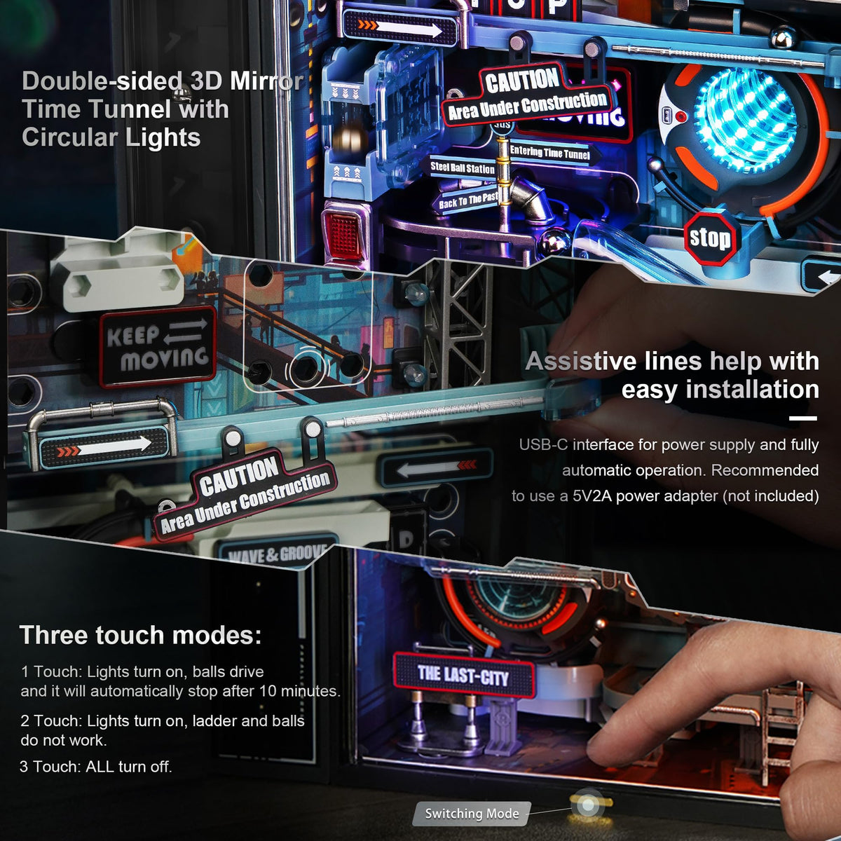 ROKR MR01S lighting display mode casting warm glow on workspace